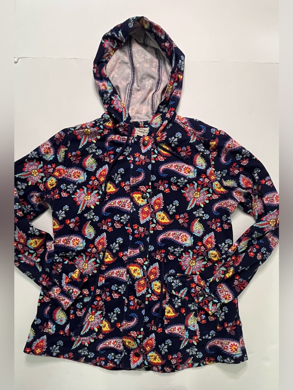 Levi’s L Navy Paisley Floral Hooded Utility Jacket